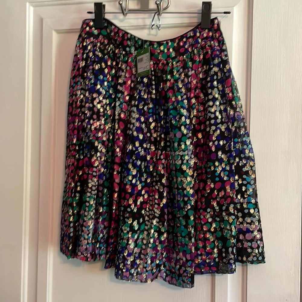 Kate Spade Skirt Metallic Multi Dot Skirt 10